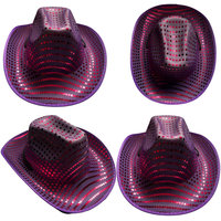 Cappello da Cowboy LED Traspirante Personalizzato con Ricamo di Paillettes per Uso Casual Unisex Adulti Quattro Stagioni Accessori per Feste