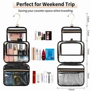 Custom Waterproof Transparent Makeup <b>Bag</b> with 360° Revolving Hook-<b>Clear</b> PVC Hanging <b>Toiletry</b> <b>Bag</b> <b>Travel</b> Organization - Product Image 3