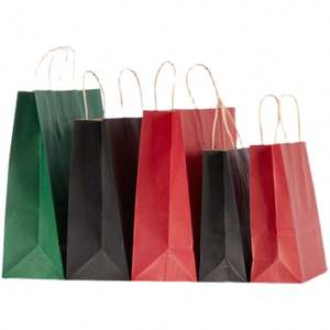 Sacs en papier kraft brun avec poignées en papier torsadé sur mesure avec laminage pour la promotion des restaurants et l'emballage de plats à emporter - Product Image 3