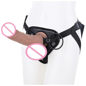 Dildo à sangle en silicone souple de 7,6 pouces, personnalisable et très vendu, <span class=keywords><strong>avec</strong></span> sangle réglable pour femmes et couples - Product Image 1