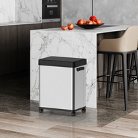 Tempat Sampah Pintar 50L Laris Manis, Tempat Sampah Bukaan Lebar Sensor Otomatis Bahan Stainless Steel untuk Dapur