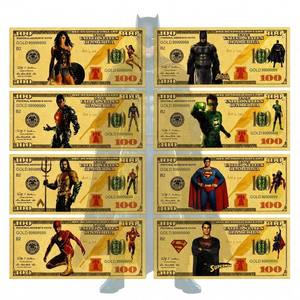 Nouvelle collection 2026 : Billets de banque plaqués or 24 carats sur le thème des <span class=keywords><strong>super</strong></span>-héros de bandes dessinées américaines (8 designs) - Product Image 1