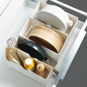 Japanese-style Plastic Rectangle <b>Kitchen</b> <b>Storage</b> <b>Box</b> Cabinet Divider Basket Organizer for Tableware Stackable Rack Compartments - Product Image 5