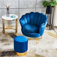 Tabouret avec repose-pieds en velours bleu marine, siège de canapé, style nordique, de haute qualité, moderne, idéal pour salon de maquillage