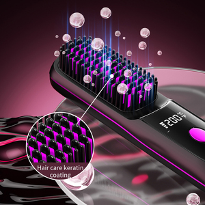 Peigne lisseur sans fil 3 réglages de chaleur Revêtement en kératine Ions négatifs Rechargeable par USB Brosse coiffante portable - Product Image 4