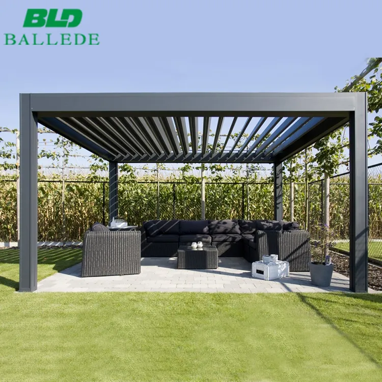 Alluminio elettrico patio piani di pergola tetto gazebo coperto modulare 8x10