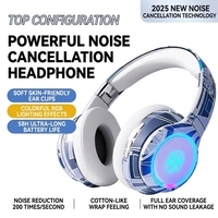 Casque de jeu sans fil Bluetooth supra-auriculaire avec suppression du bruit, éclairage RGB, faible latence et longue autonomie