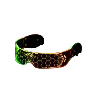 Gafas de panal que brillan intensamente multicolores LED transfronterizas bar fiesta disco gafas de ciencia ficción Festival DE MÚSICA