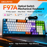 Clavier mécanique F97 à 97 touches, capuchons de touches transparents en ABS, clavier de jeu filaire USB avec rétroéclairage horizontal F97 pour les jeux e-sport