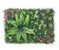Panneau de décoration de plante de fleur murale en plastique artificiel en plastique à prix bon marché