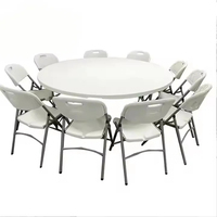 Table ronde pour extérieur, 10 places, banquet, mariage, événement, fête, table ronde pliable de 6 pieds et 72 pouces en plastique pour événement