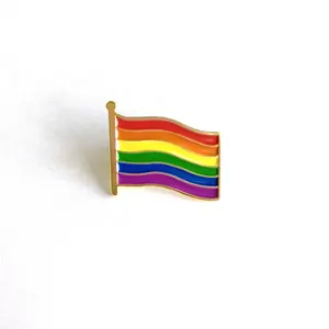 Bros Tanda Bahaya Gay Lesbian Pride Lencana Pin Kerah Bendera Pelangi