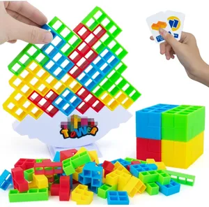 16/32/48/64pcs Children's Educational Baby Blocks Stacking Puzzle Tetr Tower Balance Game Tetr Tower Game 64 Pcs
