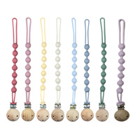 Sucette pour bébé en silicone de style nordique, nouveau collier avec clip en bois de bouleau, sangles anti-chute, chaîne de dentition en silicone