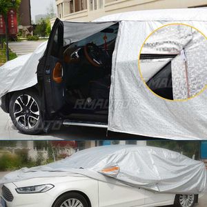Housse de voiture universelle pour SUV/berline, protection extérieure contre le soleil, la pluie et la neige, protection UV, design à fermeture éclair, housse de voiture noire, tailles S-XXL - Product Image 3