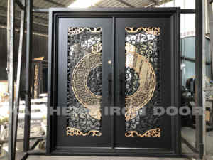 Puertas de hierro forjado personalizadas o estándar, <span class=keywords><strong>puerta</strong></span> de entrada doble de hierro forjado para Exterior - Product Image 2
