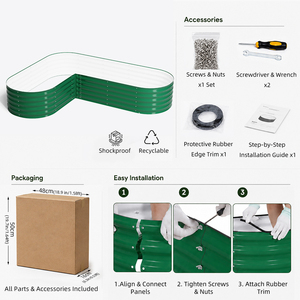 Bac <span class=keywords><strong>de</strong></span> <span class=keywords><strong>jardin</strong></span> surélevé en acier galvanisé ondulé 6x4 pieds, profondeur 18 pouces, pour légumes, fabrication OEM - Product Image 6