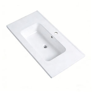 Meuble de salle de bain moderne haut de gamme avec vasque en pierre artificielle à poser sur le comptoir, à cuve unique - Product Image 3