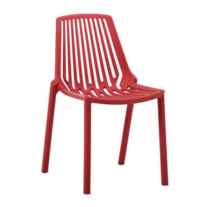 Vertical Cutout <b>Plastic</b> <b>Dining</b> <b>Chair</b> Black Stackable Modern Minimalist Design For Home Restaurant Outdoor Use - Product Image 2