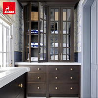 Alland Maßgefertigter Amerikanischer Stil Schieferblauer Lack Holz-MDF Modernes Neues Wanddesign Wohnzimmer TV-Schrank Mit Schublade