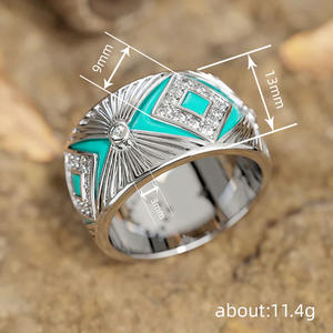Anillo de Cóctel Geométrico T0873 para Mujer, con Circonita Cúbica Creada en Laboratorio, Engaste Pavé, Anillos de Moda para Fiesta - Product Image 4