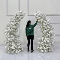 Perlengkapan Penataan Bunga Mawar Putih Lengkungan Persegi Pernikahan Bunga Hydrangea Mawar Buatan Acara Panggung Lengkungan Latar Belakang Pernikahan