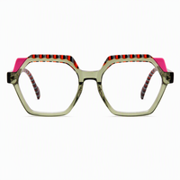 Resda RSD8057 Lunettes de vue carrées à monture intégrale rayées en acétate laminé de haute qualité, colorées, uniques et tendance pour adultes
