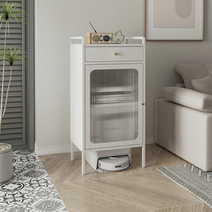 Mueble Moderno de Acero para Guardar el Robot Aspirador con Puertas de Vidrio - Mueble para el Hogar que Ahorra Espacio - Product Image 1