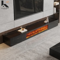 Meuble TV moderne de luxe avec foyer électrique et rangement pour salon