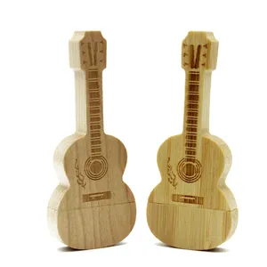 Houten Gitaar Usb Flash Drive Natuurlijke Hout Bamboe Pendrive 64Gb 32Gb 16Gb 4Gb Memory Stick Thumb drive