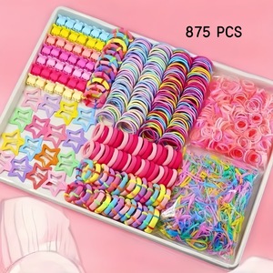 Set <span class=keywords><strong>de</strong></span> 875 Accesorios para el Cabello para Niñas - Caja <span class=keywords><strong>de</strong></span> Regalo con Coleteros Elásticos Coloridos y Mini Pinzas para Bebés - Product Image 1