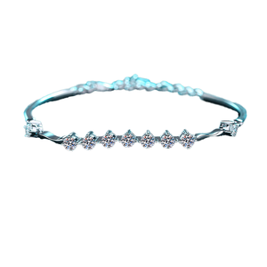 Exquisite S925 Sterling <b>Silver</b> Rhodium Plated Ladies Moissanite Emerald Cut Claw Setting <b>Bracelet</b> Light Luxury Bangles - Product Image 1