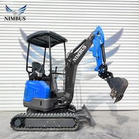 Excavatrice NIMBUS de 2 tonnes équipée d'une pompe à triple engrenage et d'une soupape hydraulique à détection de charge complète, certifiée CE/EPA V