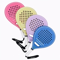 Raquette de padel PATSSPORT série Macaron, haute qualité, entièrement en fibre de carbone avec finition mate et noyau souple en EVA, forme ronde