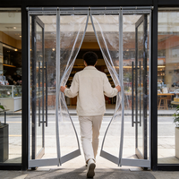 Rideau de porte magnétique en PVC souple, isolant, coupe-vent, transparent, avec fermeture magnétique, pour porte d'entrée, idéal pour climatiseur