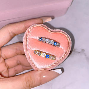 Bagues de mariage tendance en or rose plaqué avec zircon bleu pour femmes, vente en gros - Product Image 5