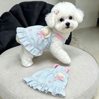 Gaun Putri Model Tipis Bergaya Kasual Musim Panas untuk Anjing Bichon Frise, Motif Bunga Pink Bergaris, Ukuran XS untuk Anjing Kecil Teddy saat Berjalan