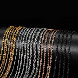 2 मिमी 3 मिमी ट्विस्ट चेन गोल्ड प्लेटेड स्टेनलेस स्टील हार रस्सी चेन हार - Product Image 6