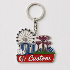 Porte-clés personnalisés en gros de haute qualité, modèle de monuments de Singapour, design de paysage urbain, souvenir de voyage - Product Image 2
