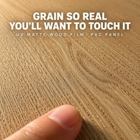 Panneaux muraux en PVC modernes, imperméables et ignifuges, 8 mm, texture grain de bois mat, sans formaldéhyde, pour usage hôtelier et commercial