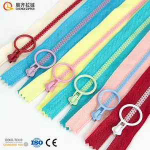 Wholesale Spot 5# 15 20 25 30 35 Cm Candy Colorful Closed-end Auto-Lock Plastic Resin Zipper For Clothing