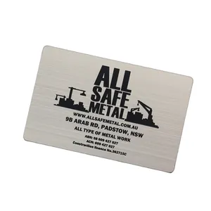 अनुकूलित व्यक्तिगत लोगो टिकाऊ स्टेनलेस स्टील क्रेडिट कार्ड आकार धातु व्यवसाय कार्ड