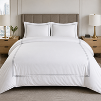 Ensemble de literie 3 pièces brodé double ligne : Housse de couette et taies d'oreiller – Textile de maison moderne pour chambre à coucher