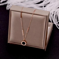 Collier chaîne de pull en acier inoxydable plaqué or 18 carats, étanche, anti-ternissement, avec pendentif chiffres romains, bijoux haut de gamme Ganku