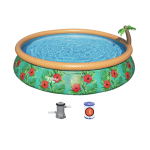 <span class=keywords><strong>Piscine</strong></span> gonflable Bestway 57416 Fast Set Paradise Plam 457 x 84 cm ronde hors sol avec pulvérisateur - Product Image 1