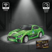Voiture RC en alliage moulé sous pression à l'échelle 1:64, 2,4 GHz, avec propulsion arrière, vitesse variable, double commande, mini voiture de course RC de bureau