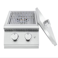 Barbecue portable moderne à double brûleur au GPL en acier inoxydable 304, étanche, pour usage domestique et extérieur, pliable