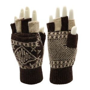 Gants sans doigts convertibles en tricot d'hiver, mitaines chaudes en laine avec couverture pour femmes et hommes, sports de plein air, cyclisme - Product Image 4