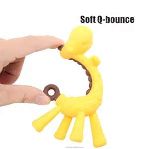 Hot Deal Over 4 Months Baby Handhold Silicone Toys Giraffe Shaped To Relieve Baby Stress Chew Toy