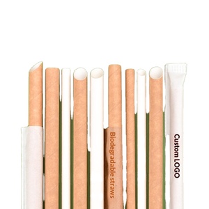 Custom Logo Biodegradable Eco Friendly Disposable Paper Straws Individually Packed Cafe Milk Tea Brand Picnic Use 25 Sets